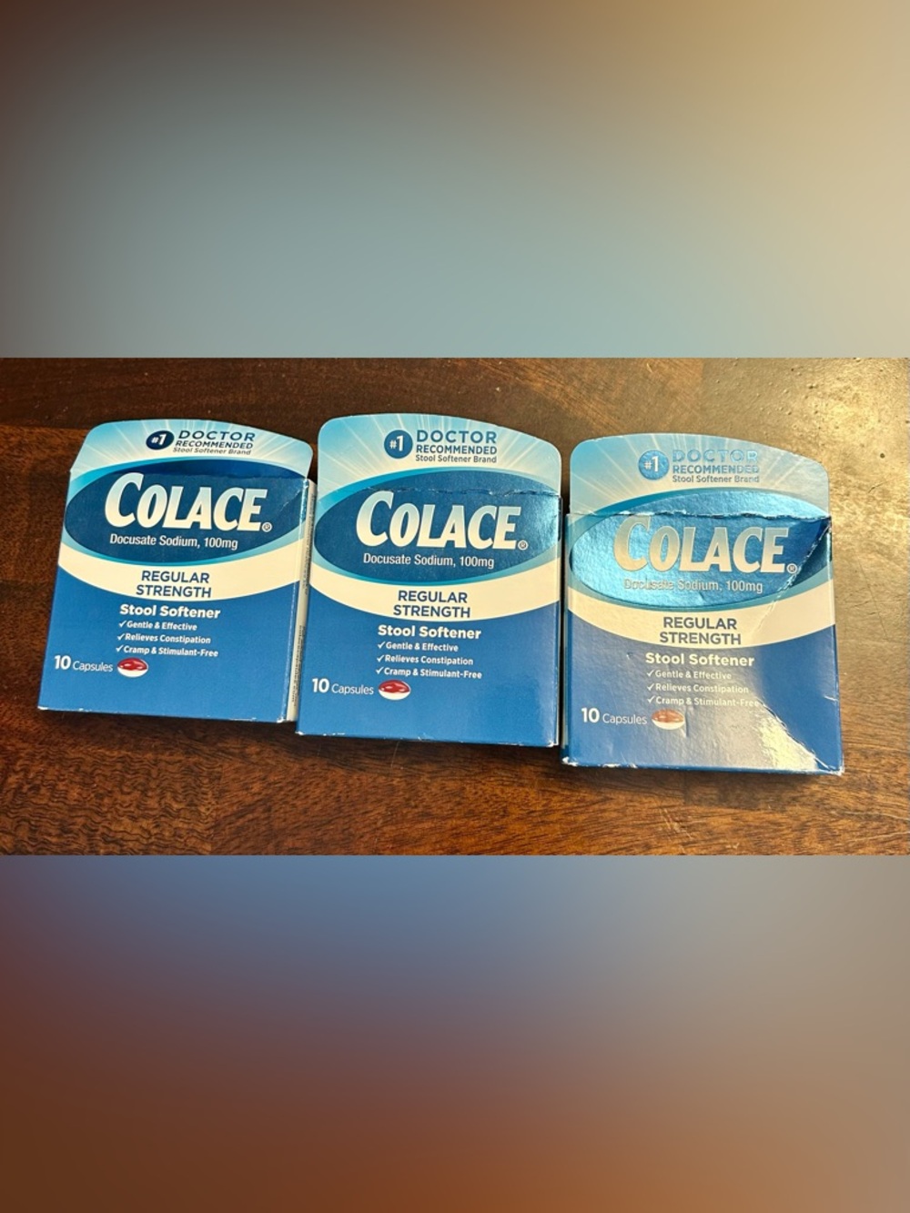 Colace Regular Strength Stool Softener 10 Capsules - Blue Packaging (3 Boxes)
